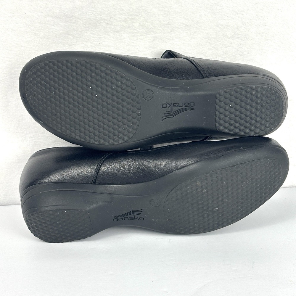 Dansko Fawna Mary Jane Shoes Womens 37 US 6.5-7 Black Leather Low Wedge Comfort - Picture 14 of 15